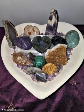 Purple & White Heart-Shaped Crystal Decor